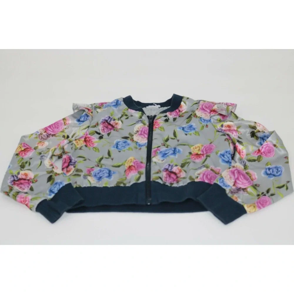 Girls Floral Flower Full Zip Jacket
